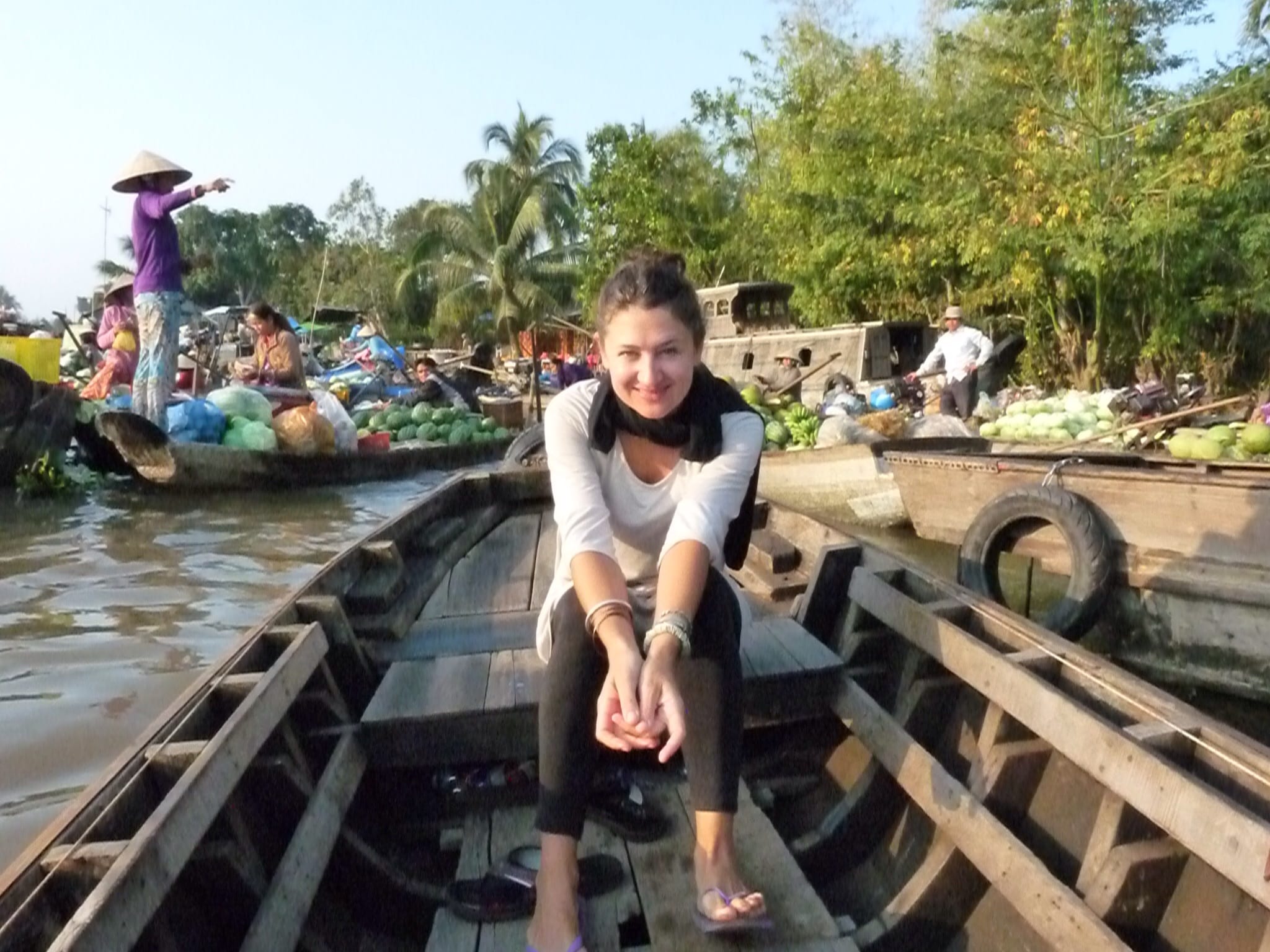 Mekong River at one of the Delta's largest floating markets.