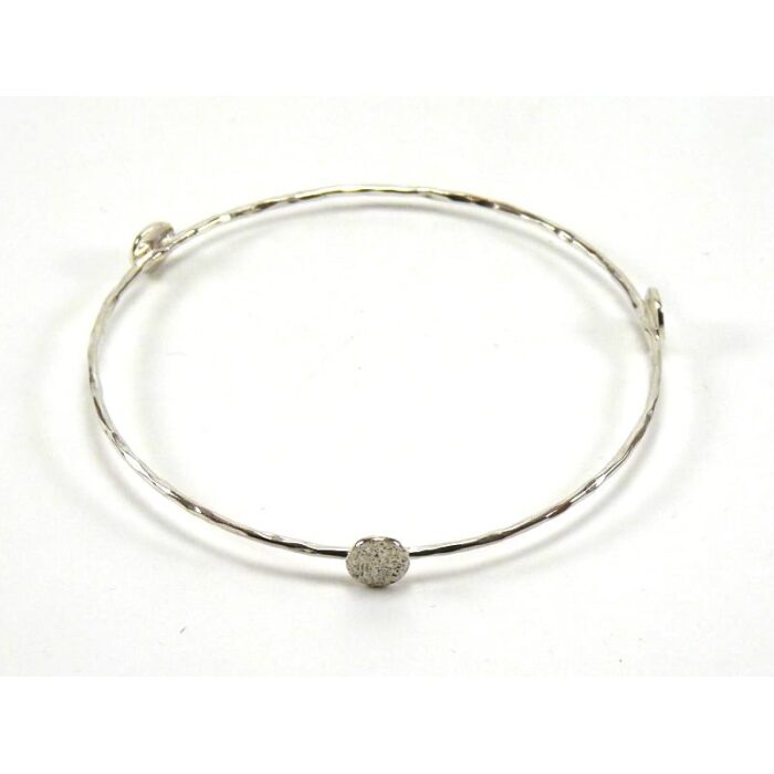 Sterling Silver Hammered with Circles Bangle