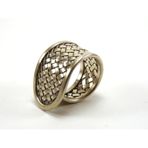 Hill Tribe Pure Silver Woven Cross Finger Ring
