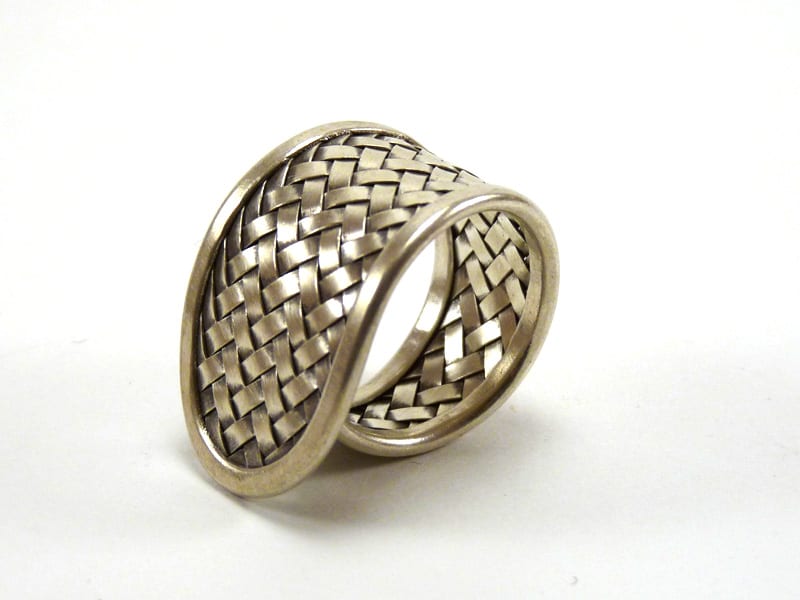Hill Tribe Pure Silver Woven Cross Finger Ring